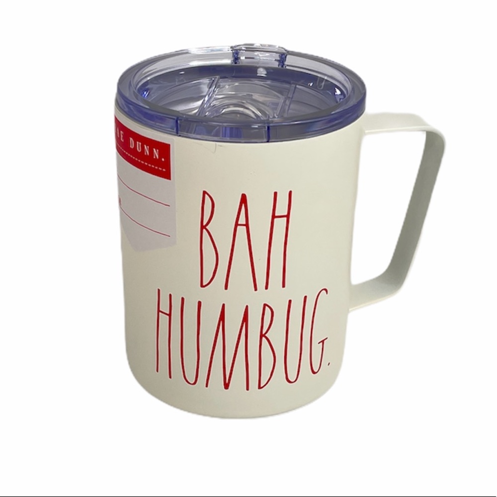 Rae Dunn Bah Humbug Travel Mug, Cream, 12 ounces